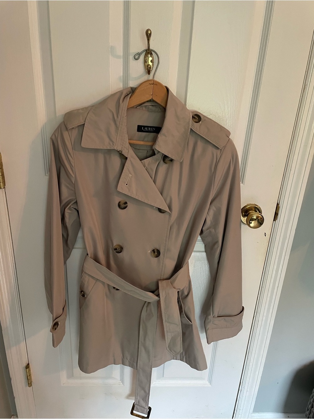 Black Label Lauren Ralph Lauren Taupe Double-Breasted Trench Coat